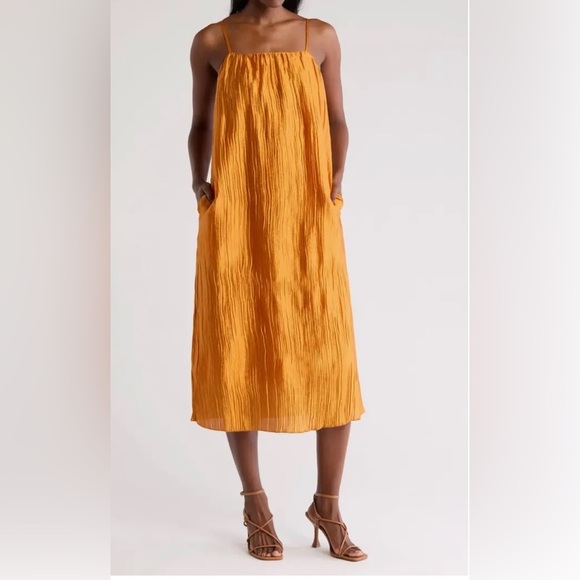 MELLODAY Textured Midi Slipdress Color: Rust size :S - Picture 1 of 5